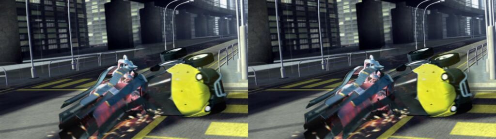 Animation shortfilm "Transthreeded" - stereoscopic screenshot - Robot transformed into a car drifting by Andrés Avaray