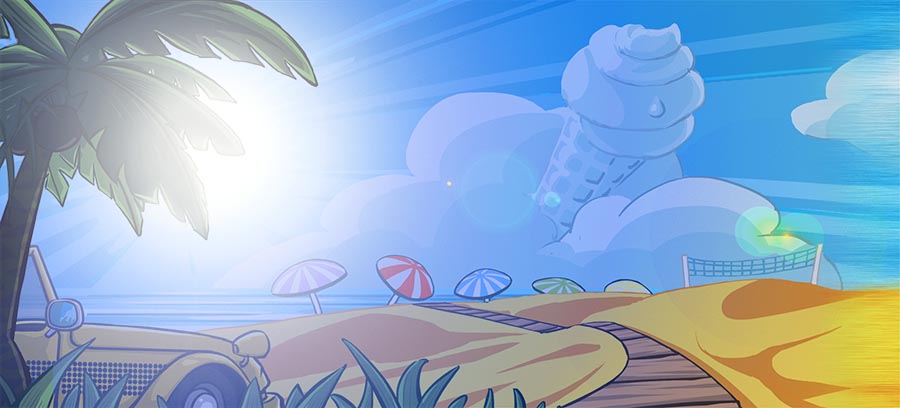 L-Fun 45 - Digital illustration background - beach + flare
