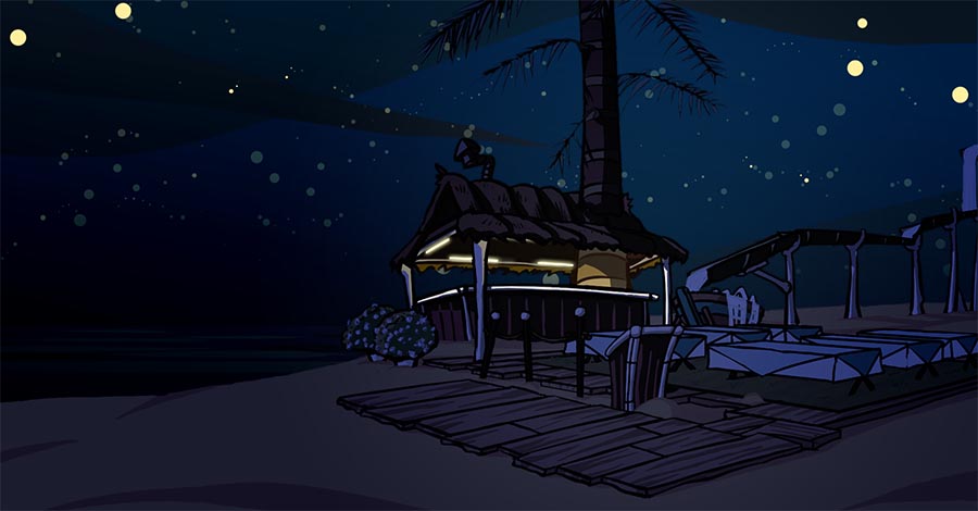 L-Fun 45 - Digital illustration background - beach at night