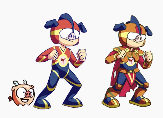 Pig rider card game - Character design