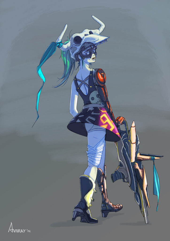 Character design concept art by Andrés Avaray - Fantasy female character