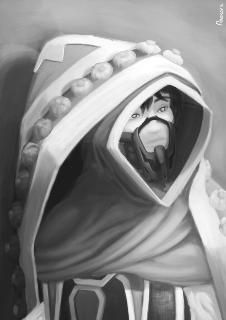 Priestess digital painting - character design concept art for game or film by Andrés Avaray - Face study