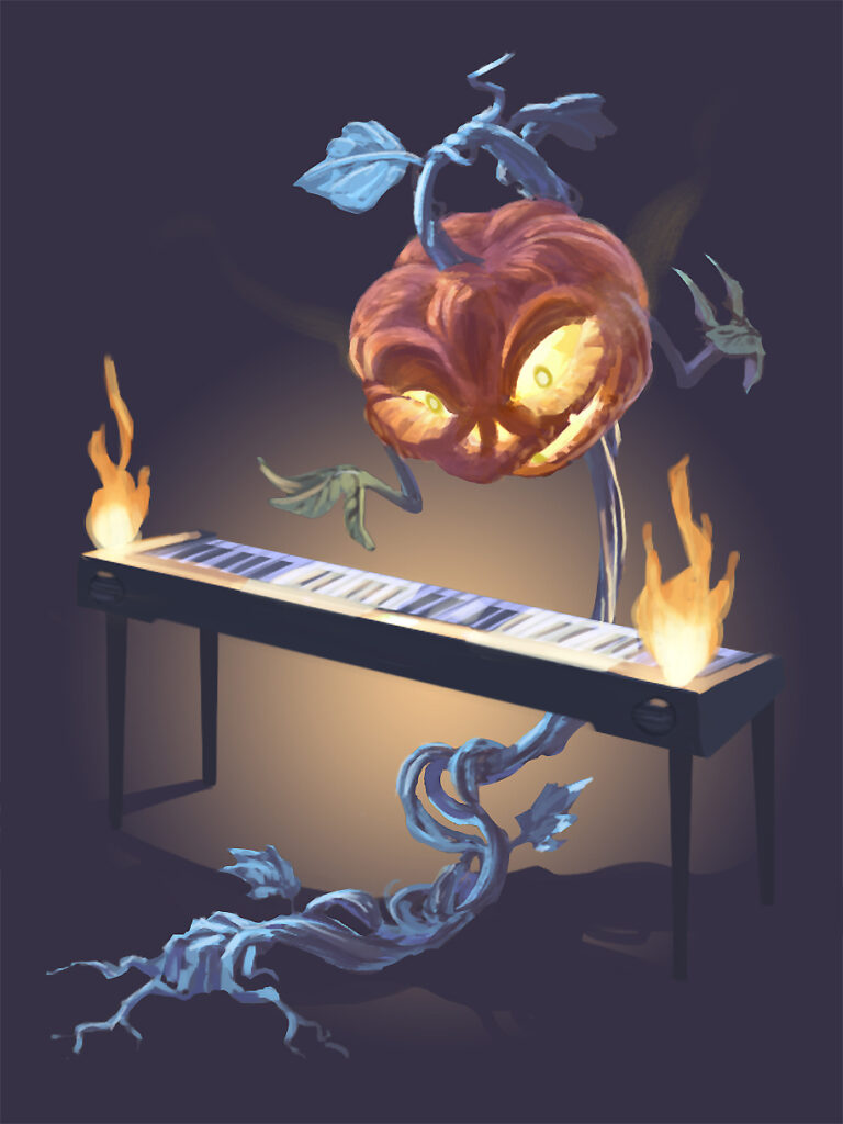 Halloween pumpkin keyboard - Digital painting cartoon character design by Andrés Avaray