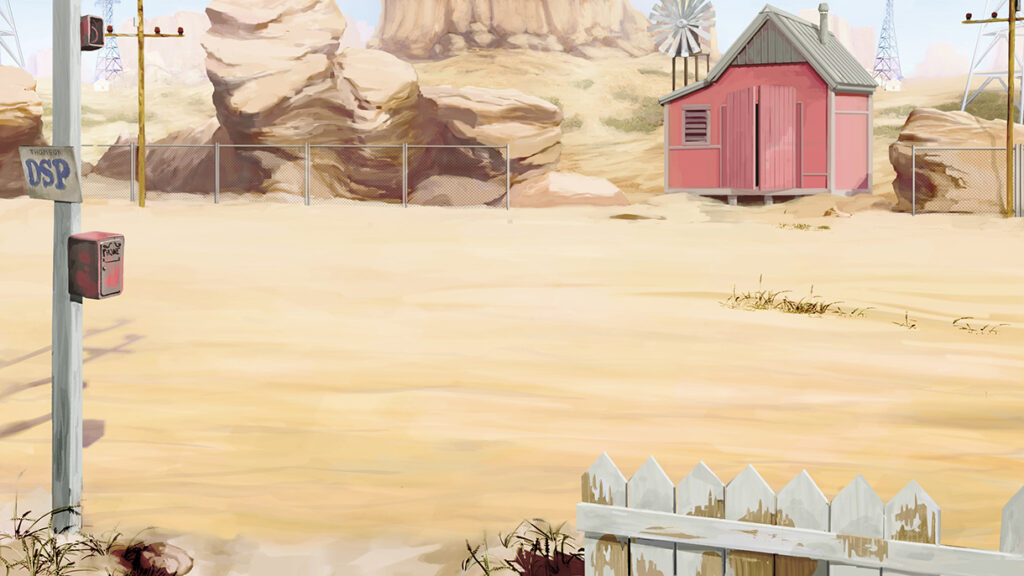 Digital painting concept background - Western american desert road - Scenery