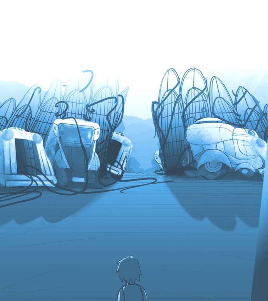 'Working for You' animation shortfilm preproduction storyboard panel by Andrés Avaray